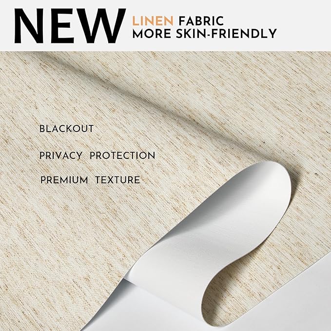 Persilux Blackout Roller Shades for Window Blinds,Cordless,Linen Fabric,Thermal Insulated Fabric UV Protection Shades for Home,Office,Bedroom,Door,Blackout-Cream,37" W X 72" H