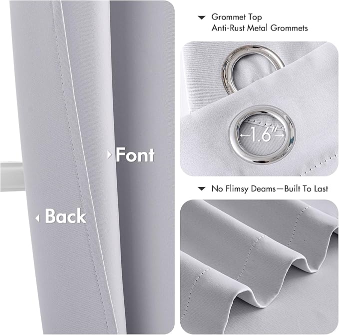 MIULEE Greyish White Blackout Curtains for Bedroom Living Room 84 Inches Long 2 Panels, Thermal Insulated Room Darkening Drapes Grommet Noise Reduction Light Blocking Window Treatments 50x84 Inch