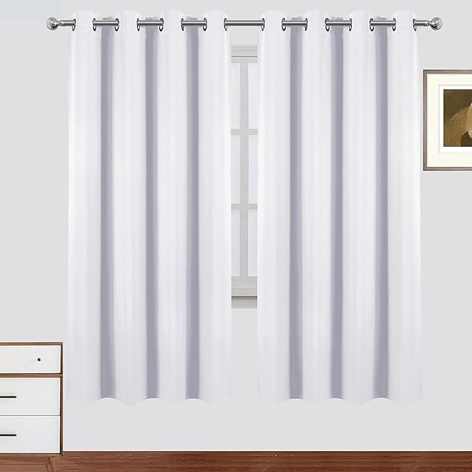 LEMOMO Blackout Curtains 52 x 72 Inch Off White Curtains 2 Panels Darkening Thermal Insulated Bedroom Curtains