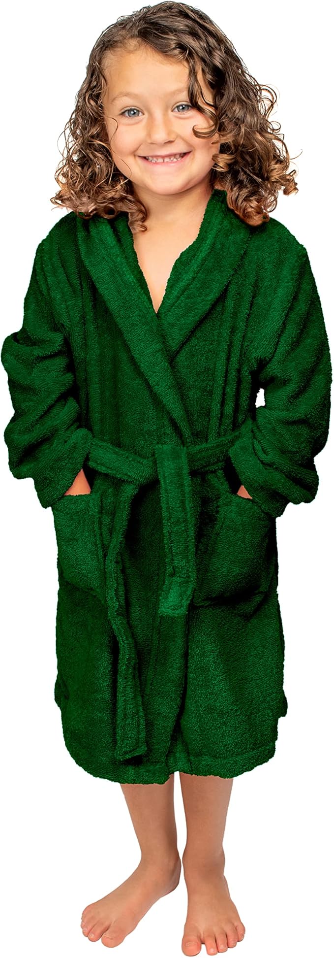BAGNO MILANO Kids Organic Turkish Cotton Hooded Beach Cover-Up Towel, GOTS Certified, for Boys and Girls (Dark Green, 3-5 Years)