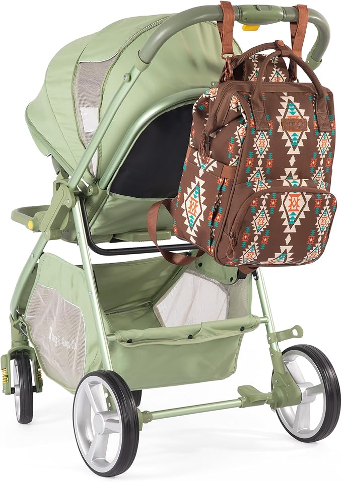 Montana West Wrangler Diaper Bag Backpack Aztec Travel Backpack Purses Western Multi-Function Baby Bags for Mom with Waterproof Insulated Pockets