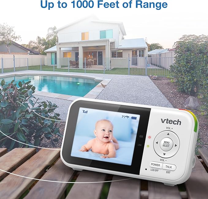VTech VM819 Baby Monitor with Camera and Audio, 2.8” Screen Portable Baby Camera, Night Vision, 2-Way Audio, Temperature Sensor and Lullabies, Secure Transmission No WiFi, Ideal for Baby/Elderly/Pet