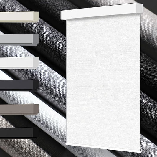 100% Blackout Roller Shades, Free-Stop Cordless Roller Blinds for Windows, Linen Fabric, Thermal Insulated Linen Fabric Window Shades UV Protection for Home, Door, White29.5 W x 72" H