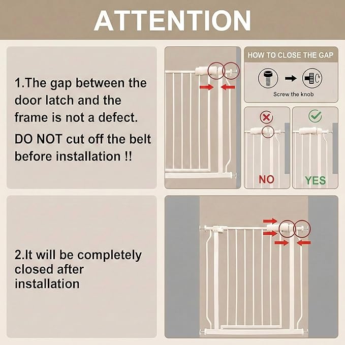 Extra Wide Baby Gate 48-53 Inch, Tension Mounted No Drilling, Pressure Mounted Indoor Safety Gate for Stairs & Doorways - Metal Design for Kids and Pets, White