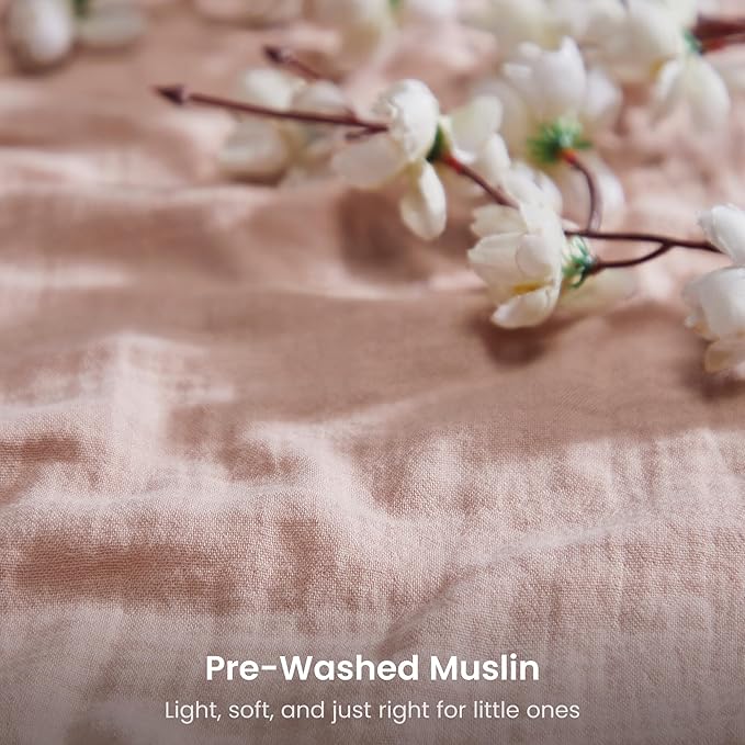 Bioweaves Organic Cotton Muslin Crib Sheet, GOTS Certified Fitted Crib Mattress Sheet, Extra Soft & Breathable for Toddler, Baby Boys & Girls, 52" x 28”, 8 Inch Pocket, Dusty Pink
