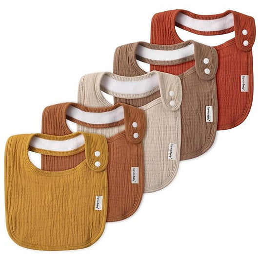 Muslin Bibs for Baby Boys Girls,Organic Muslin Baby Bib for Drooling and Teething,Soft Bandana Drool Bibs 5 Pack