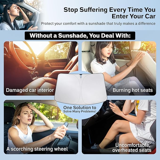 EcoNour Windshield Sun Shade Compatible for Ford Bronco Sport 2021–2026 | SUV Front Window Sunshade | Foldable Sun Visor Protector | UV & Heat Blocking | Keeps Interior Cooler