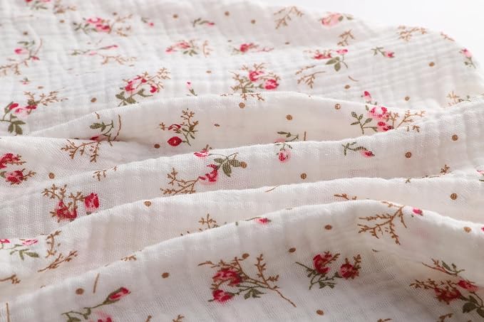 Onacosht Muslin Crib Sheets for Boys Girls, Soft Breathable 100% Cotton Baby Fitted Sheet 52" x 28" for Standard Toddler Crib Mattress, 2 Pack, Pink Blossom