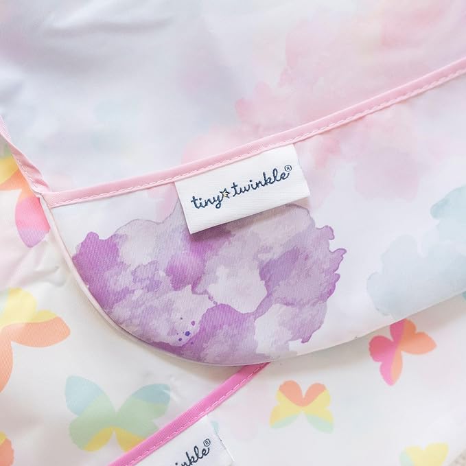 Tiny Twinkle Long Sleeve Bib for Babies & Toddlers | Waterproof Smock Bib for Eating | Machine Washable & Mess-Proof Feeding Essentials | Newborn Shower Gift (Cotton Candy, 6–24M)