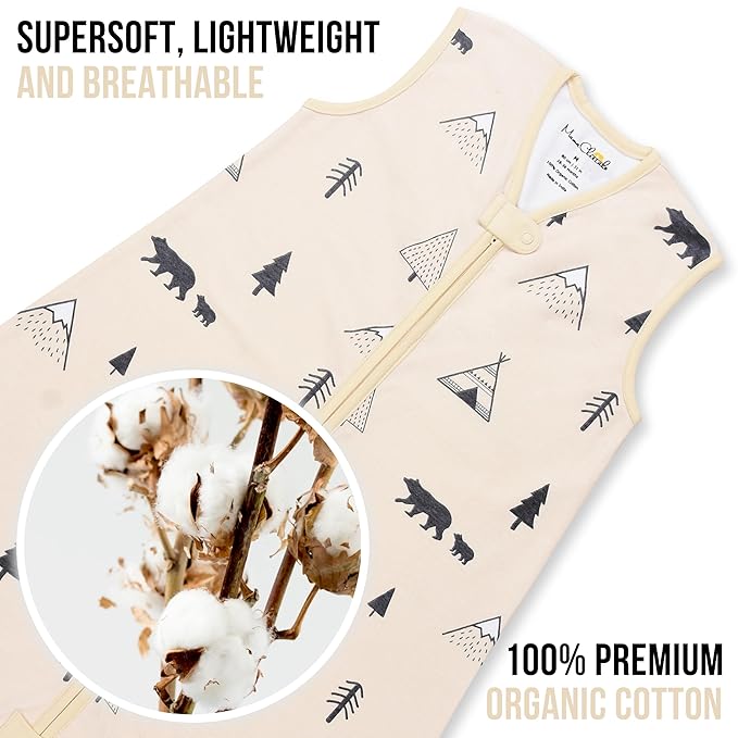 Mama Cheetah Toddler Sleep Sack with Feet 4T-5T, 0.5 TOG Organic Cotton Baby Wearable Blankets with Legs, Baby Sleeping Bag for Walkers, Early Walker X-Large