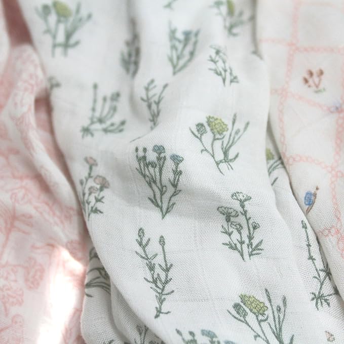 aden + anais Silky Soft Swaddle Blanket, Boutique Muslin Blankets for Girls & Boys, Baby Receiving Swaddles, Ideal Newborn & Infant Swaddling Set, Perfect Shower Gifts, 3 Pack, French Floral