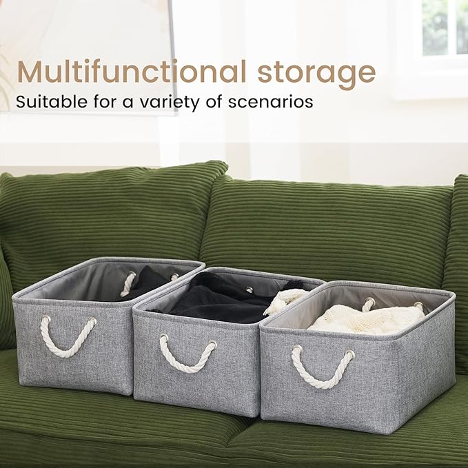 Large Storage Baskets- 15.7x11.8x8.26 inch Storage Bins for Shelves and Closet Organizing, Foldable Fabric Bin for Home Organization Clothes and Laundry (1-Pack, Gray)