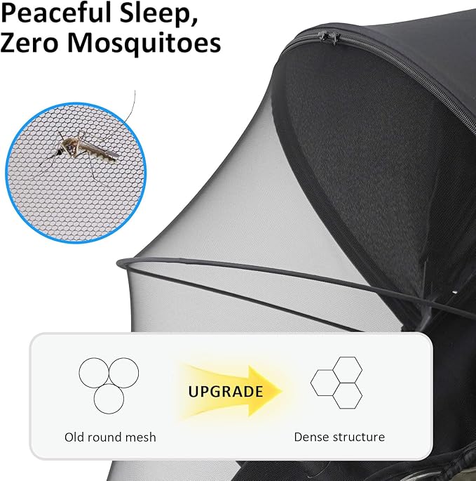 2-in-1 Stroller Cover, Baby Mosquito Net for Stroller with Sun Shade, Stroller Accessories - UV Protection & Breathable 3D Mesh with Two-Way Zipper, Universal Fit Most Stroller