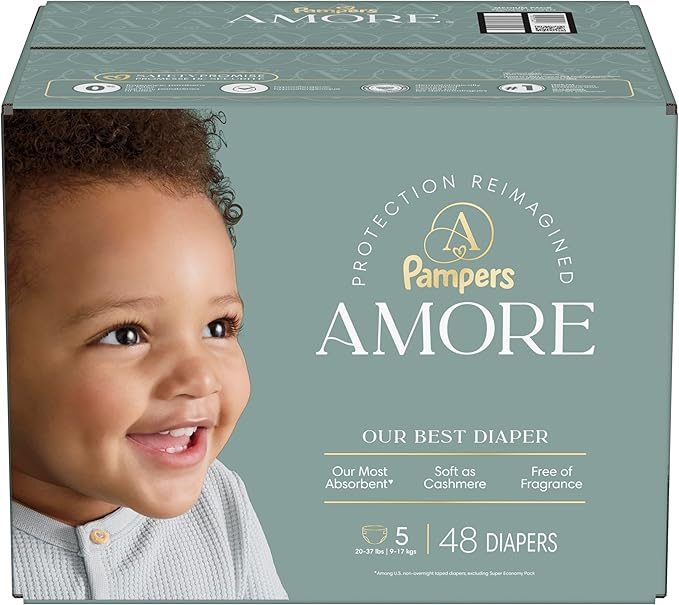 Pampers Amore, Size 5 (20-37 lbs), 48 Count, Our Best Diaper