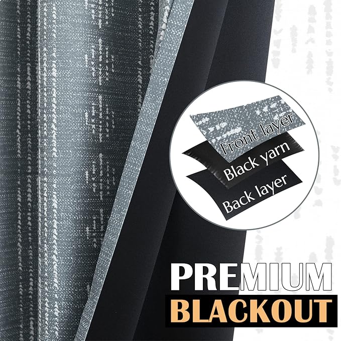 jinchan 95% Blackout Boho Curtains 84 Inches Long for Bedroom White on Grey Geometric Printed Grommet Top Room Darkening Thermal Insulated Window Drapes 2 Panels