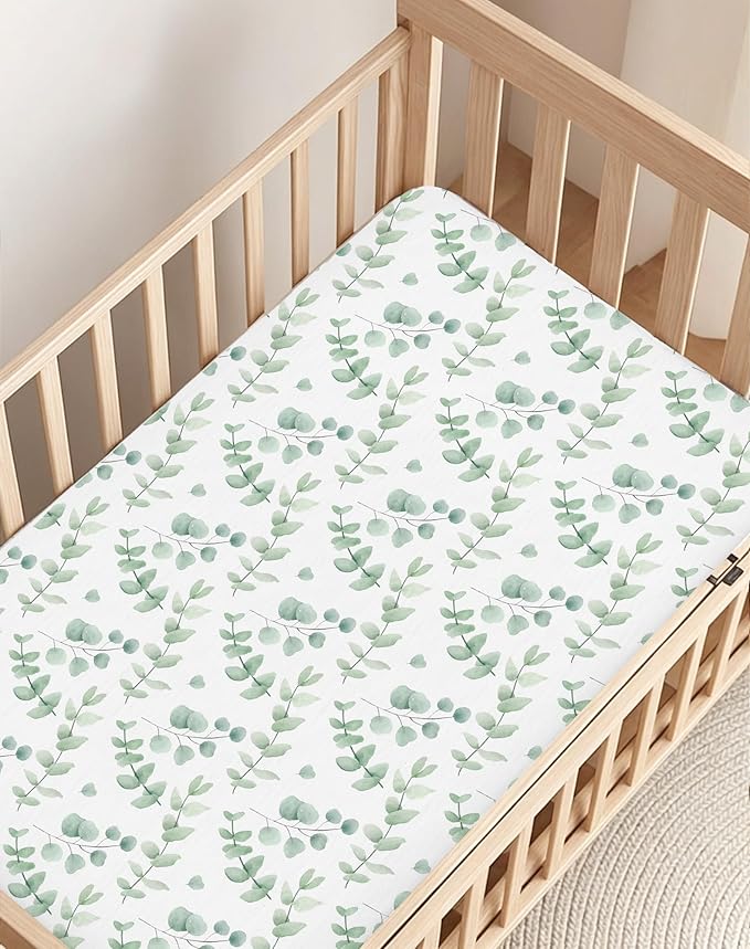 Crib Sheets for Boys and Girls, 2 Pack Fitted Baby Sheets for Standard Toddler Mattress 28" x 52", Soft Breathable Jersey Knit Baby Bedding (Desert Green)