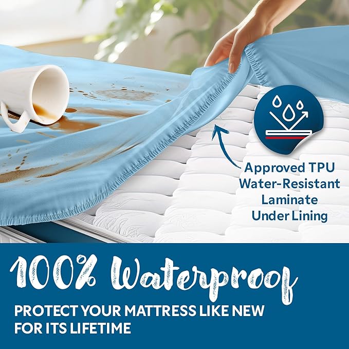 Guardmax Jersey Knitted Twin XL Size Mattress Protector - Waterproof & Dust Mite Proof Mattress Cover with Stretchable Pockets - Soft, Comfortable, & Noiseless Waterproof Fitted Sheet.(39 x 80 x 13)