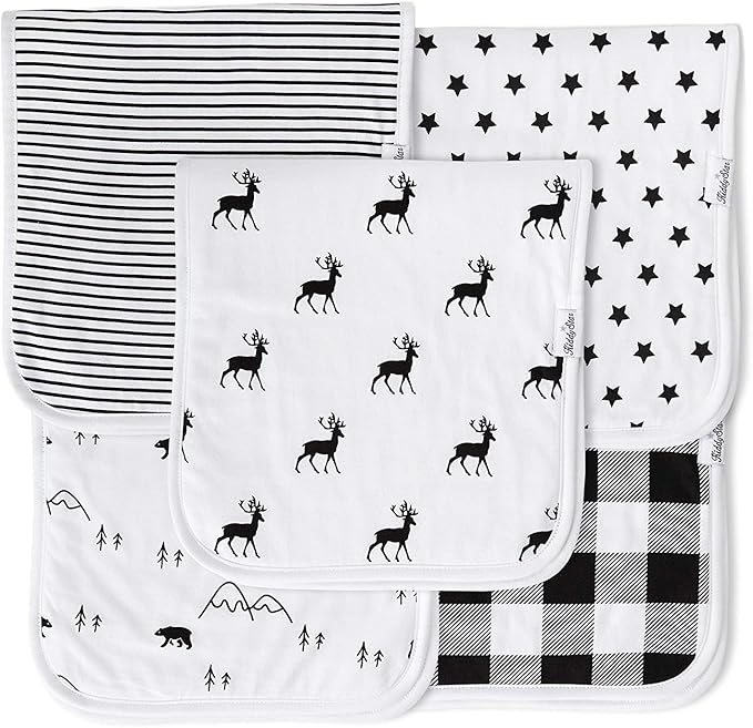 KiddyStar 5-Pack Organic Cotton Burp Cloths – Large, Ultra-Soft 3-Layer Towels for Burping, Shoulder & Hand Use, Highly Absorbent