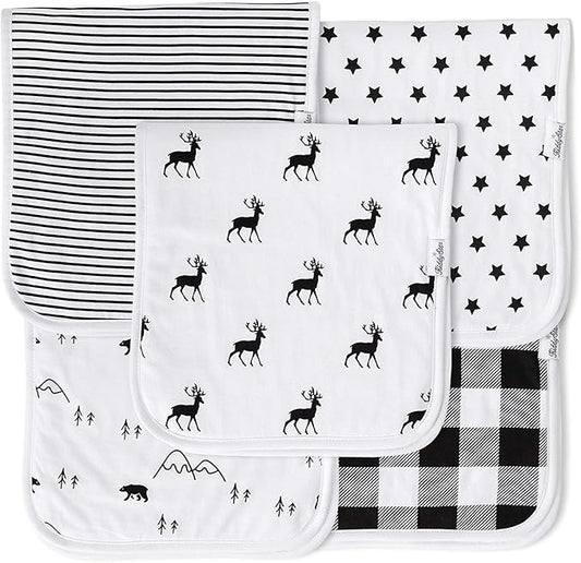 KiddyStar 5-Pack Organic Cotton Burp Cloths – Large, Ultra-Soft 3-Layer Towels for Burping, Shoulder & Hand Use, Highly Absorbent