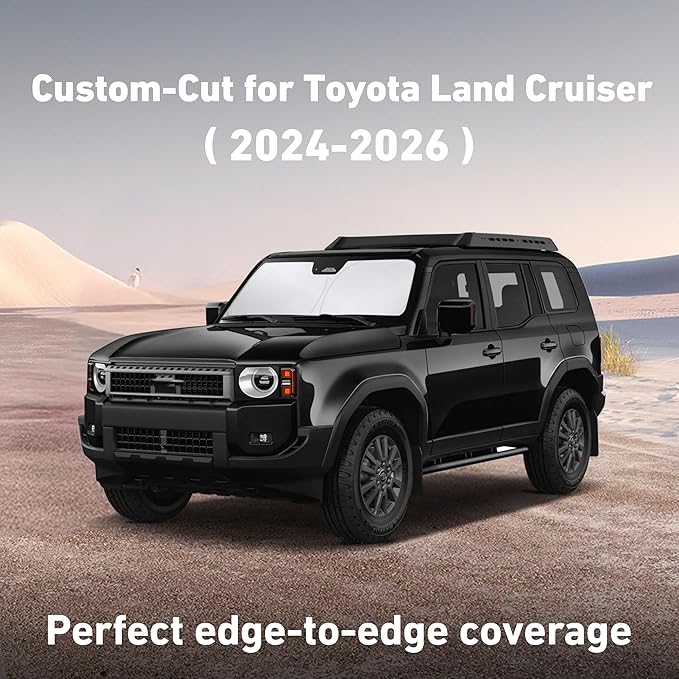Econour Windshield Sunshade for Toyota Land Cruiser 2024-2025 2026, Sun Visor for Front Windshield & Window Sun Shade Cover, UV Heat Blocker & Protector, Car Accessories