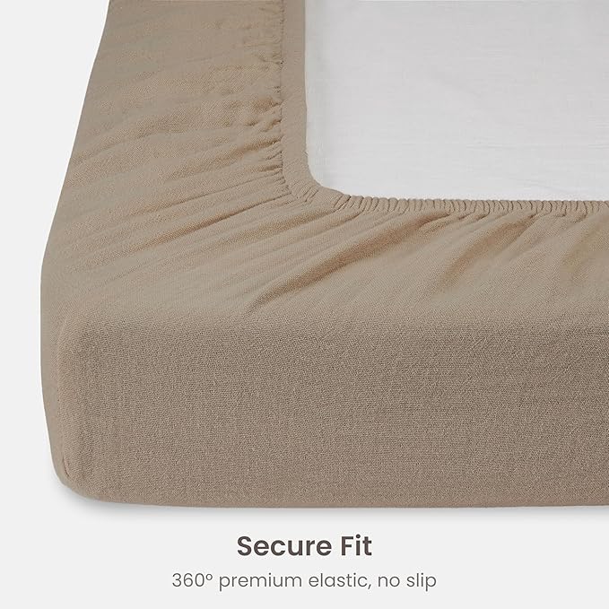Bioweaves Organic Cotton Muslin Crib Sheet, GOTS Certified Fitted Crib Mattress Sheet, Extra Soft & Breathable for Toddler, Baby Boys & Girls, 52" x 28”, 8 Inch Pocket, Irish Cream