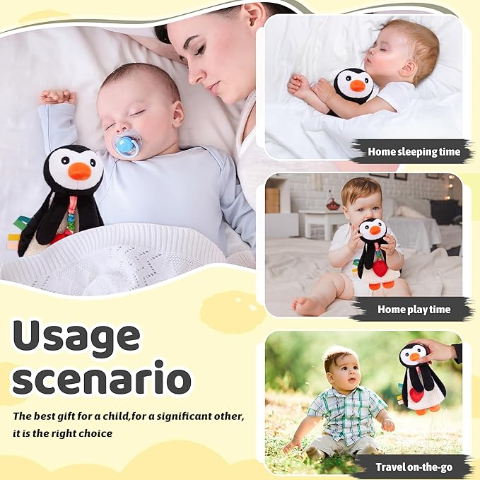 Pro Goleem Penguin Loveys for Babies Girl and Boy, Baby Lovey with Teether, Baby Toys 0 3 6 9 12 Months, Safety Teething Toys for Babies Infant Newborn and Toddler Baby Gifts