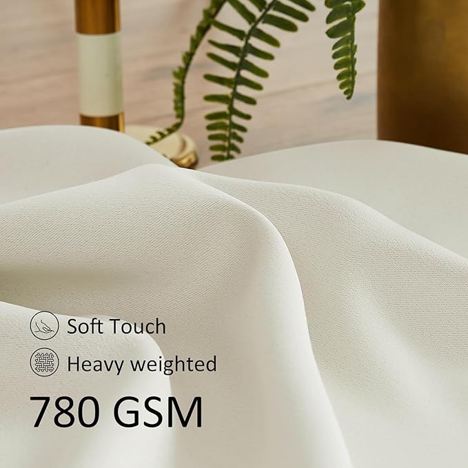 Treatmentex Pom Pom Curtains for Bedroom Windows 84 inch Energy Efficient Thermal Insulated Living Room Darkening Curtain Panels for Kitchen Nursery Room Ivory 52" w x2 Panels Rod Pocket