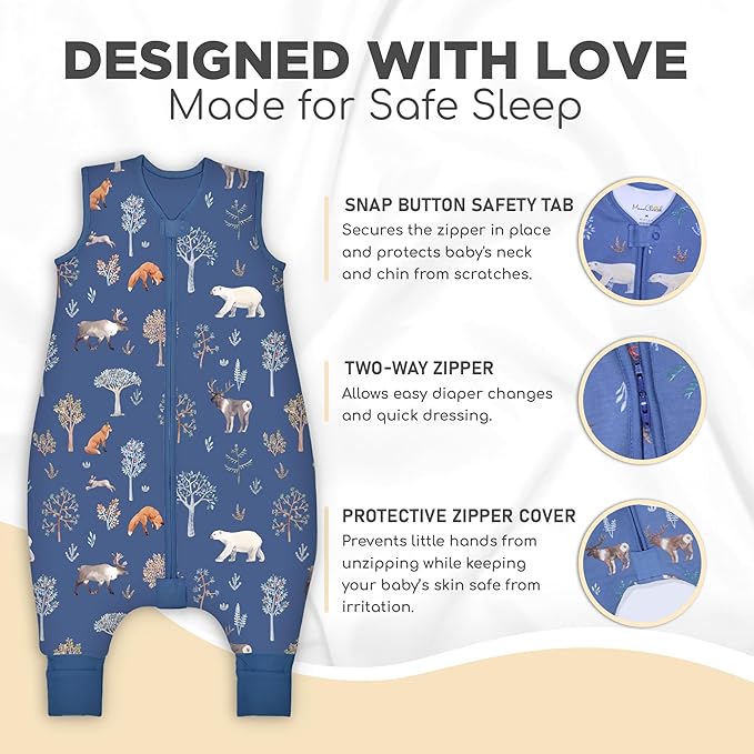 Mama Cheetah Toddler Sleep Sack with Feet 3T - 4T, 2.5 TOG Organic Cotton Baby Sleeping Bag with Legs, Baby Wearable Blankets for Walkers w/ 2-Way Zipper, Baby Sleep Sack for Girls & Boys, Large