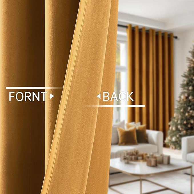 Topfinel 120 Inches Long Extra Long Gold Brown Velvet Curtains for Large Window Living Room, Floor to Ceiling Room Darkening Decorative Blackout Boho Insulating Drapes 2 Panels for Track,10 FT
