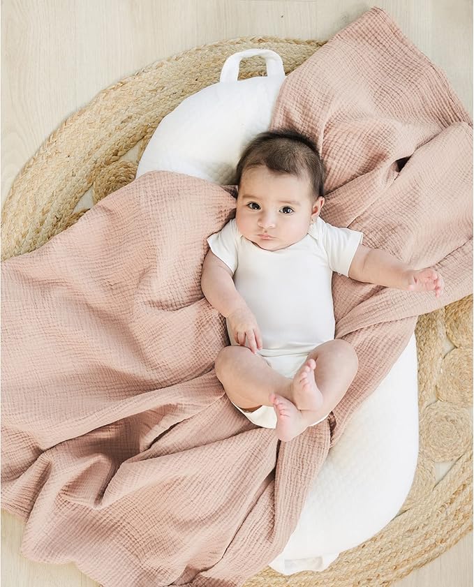 Konssy 3 Pack Muslin Swaddle Blankets for Unisex, Newborn Receiving Blanket, Large 47 x 47 inches, Soft Breathable Muslin Baby Swaddles for Boys & Girls