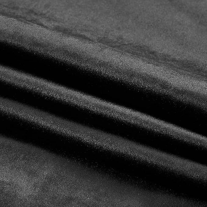 PRIMROSE Black Curtains 120 inch for Living Room Velvet Drapes Blackout Rod Pocket Back Tab Window Treatment Semi Room Darkening Decor Curtains for Bedroom Set of 2 Panels