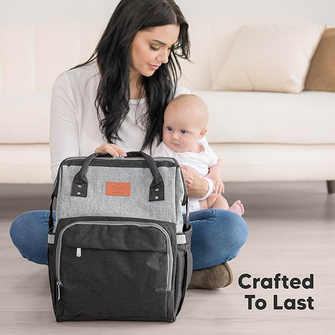 KeaBabies Baby Diaper Bag Backpack - Large Baby Bag for Boys, Girls, Waterproof Multi Function Travel Diaper Backpack with Changing Pad, Durable Travel Essentials for Moms and Dads (Graphite)