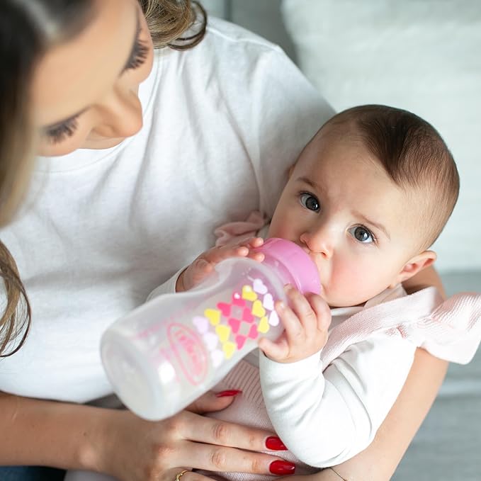Dr. Brown’s Anti-Colic Options+ Wide-Neck Sippy Bottle Starter Kit, 9oz/270mL, with Level 3 Medium-Fast Flow Nipple and Soft 100% Silicone Sippy Spout, Pink, BPA Free, 6m+