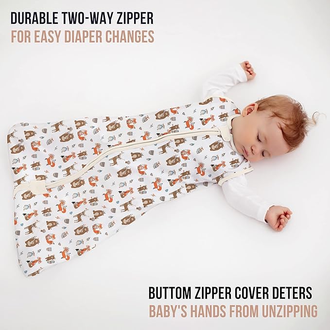 Mama Cheetah Baby Sleep Sack 0.5 TOG, Organic Cotton Baby Wearable Blanket with Two-Way Zipper, Swaddle Transition Baby Sleeping Bag for Newborn Infant Toddler Boy Girl, 24-48 Months
