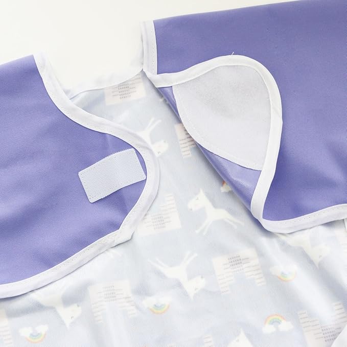 Hi Sprout Infant Toddler Baby Waterproof Sleeved Bib, Bib with Sleeves&Pocket, 6-24 Months