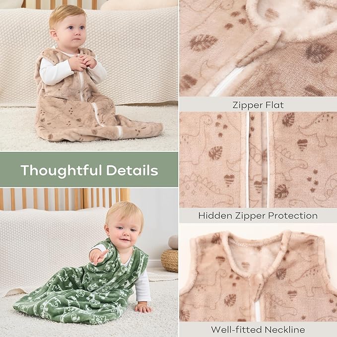 Yoofoss Baby Sleep Sack 6-12 Months, 1.5 Tog Sleep Sack, Fleece Baby Wearable Blanket with 2-Way Zipper, Infant Sleeping Sack, Soft Warm Lightweight(Small)