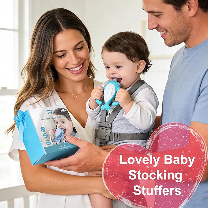 Best Teething Toys for 4Months,Smily Mia Narwhal Baby Teether for 3-6 6-12M, Teething Relief Toys, Food Grade Silicone Teether Baby Toys, Sensory Toys for Teething Babies, Baby Essential, Blue