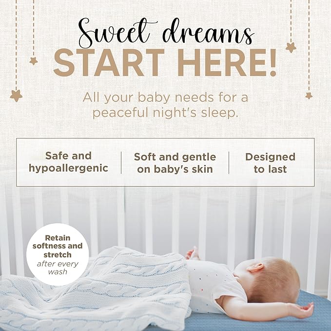 Pack and Play Sheets Fitted - Portable Mini Crib Mattress Sheet for Boys & Girls - Soft Muslin Cotton Playard Sheets - Play Yard Mattress Cover - Fits Most Pack n Play - Safe and Snug for Baby 2 Pack