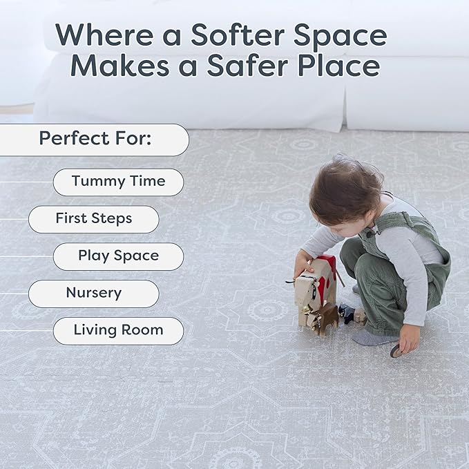 Baby Play Mat for Floor - Layla (6x6ft) - Premium EVA Foam Play Mat for Babies & Toddlers (Ages 0-5+) - Non-Toxic Playmat for Tummy Time, Crawling & Playroom - Stylish & Comfortable