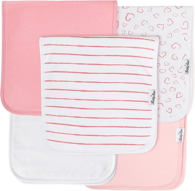 KiddyStar 5-Pack Organic Cotton Burp Cloths – Large, Ultra-Soft 3-Layer Towels for Burping, Shoulder & Hand Use, Highly Absorbent