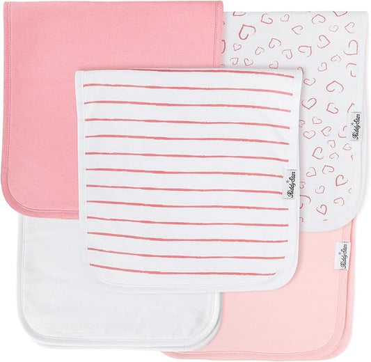 KiddyStar 5-Pack Organic Cotton Burp Cloths – Large, Ultra-Soft 3-Layer Towels for Burping, Shoulder & Hand Use, Highly Absorbent