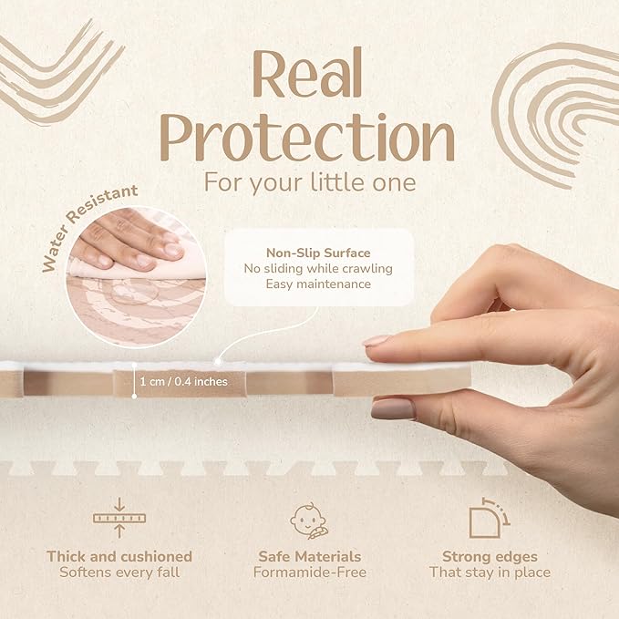 Baby Play Mat – Premium Foam Playmat for Babies & Toddlers, 67" x 48", Neutral Modern Look, Easy-Clean & Non-Toxic, Decor-Friendly Baby Floor Play Mat for Any Room. Co-Toddlery