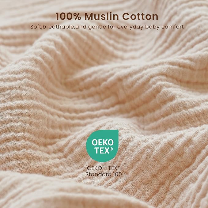 Konssy Muslin Changing Pad with Waterproof Lining Foam, Includes 2 Pack Soft & Cotton Cover, Baby Diaper Changing Pad for Dresser or Table, 32x16 inches (Fog Green,Cream)