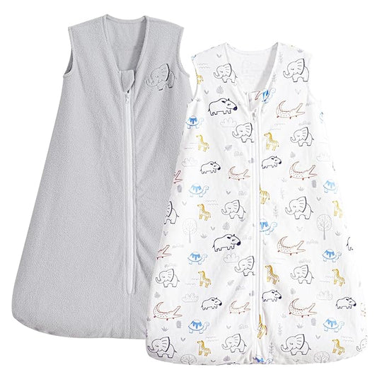 PHF Warm Micro-Fleece Baby Sleep Sack 18-24 Months, Soft Baby Wearable Blanket, 2-Way Zipper Sleeping Bags, 2 Pack Comfy Toddler Sleeping Sack for Boys, X-Large Size, Woodland