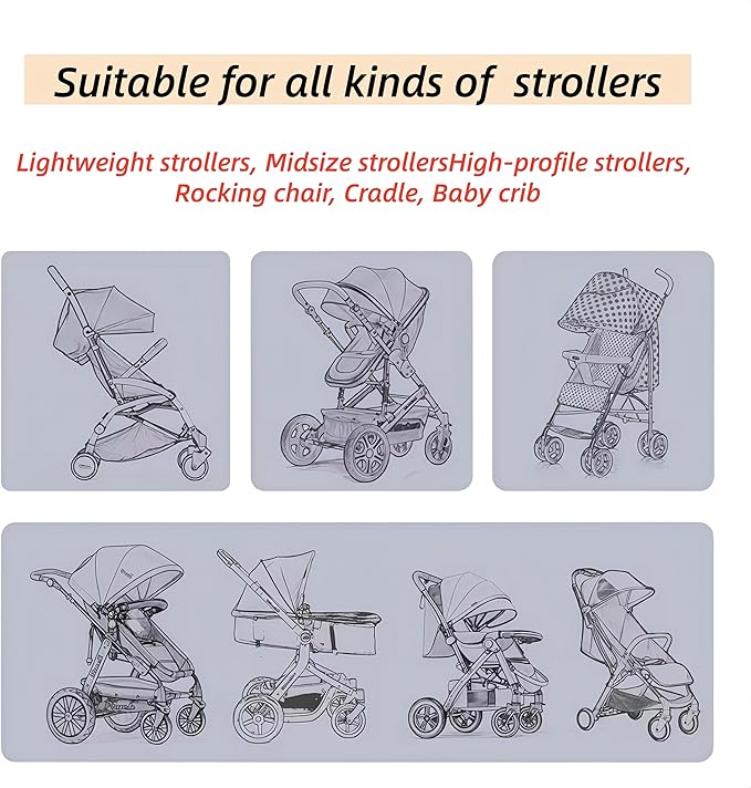 Universal Mosquito Net for Strollers - 2 Pack Breathable Insect Netting Protection for Babies, Fine Mesh Bug Screen Cover for Infant Car Seats, Cribs, and Playpens