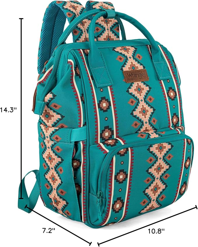 Montana West Wrangler Diaper Bag Backpack Aztec Travel Backpack Purses Western Multi-Function Baby Bags for Mom with Waterproof Insulated Pockets