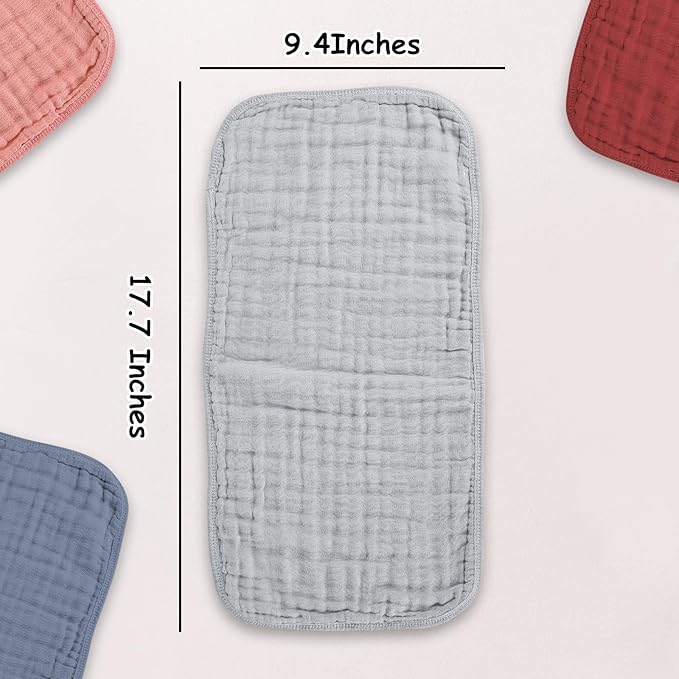 TDHD Muslin Solid Burp Cloths 100% Cotton Large 18''x10'' Extra Soft and Absorbent Multifunctional 6 Pack Baby Burping Cloth for Unisex Boys Girls (All)