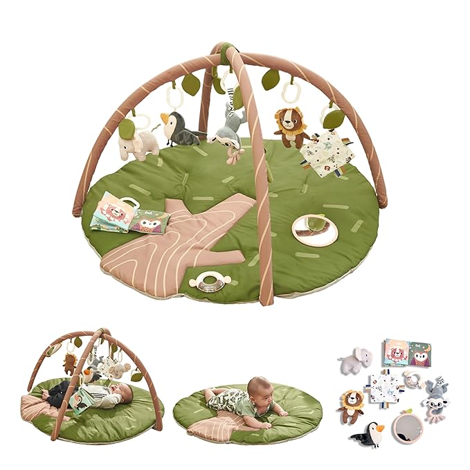 Baby Play Gym Mat - 8-in-1 Activity Playmat with Detachable Toys for Sensory Development - Thick, Oversized, Washable & Non-Slip Baby Floor Mat - Perfect Tummy Time Mat for Infants 0 6 12 Months