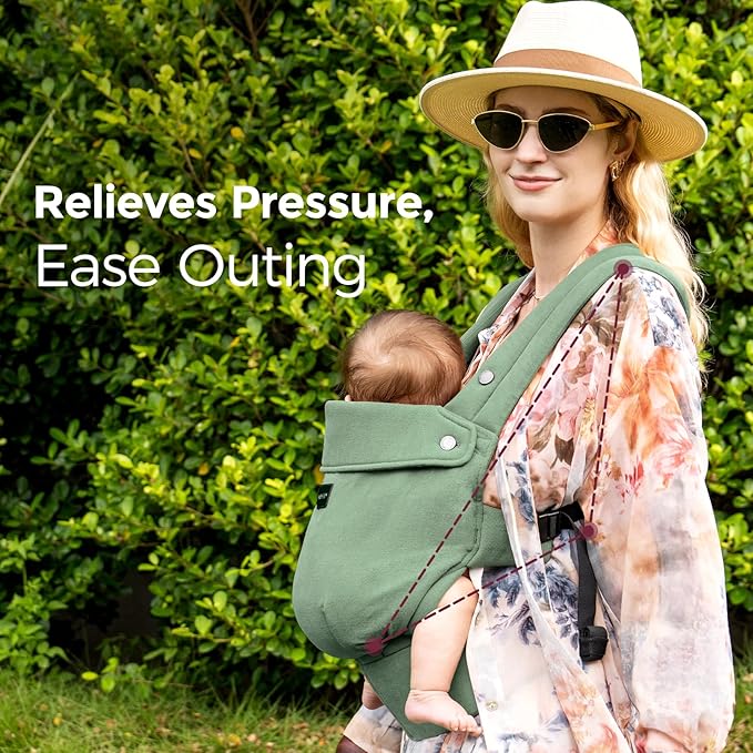 Momcozy Baby Carrier with Natural Cotton Linen, Built to Last, Ergonomic Design, 7-45lbs for Infant and Toddler, Lightweight and Comfortable, Hands-Free for Moms&Dads, Sage Green