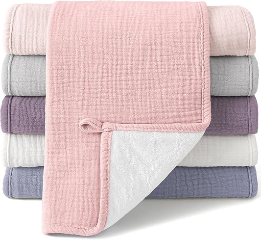 Bearmoss Muslin Burp Cloths, 100% Cotton Baby Burping Clothes, Large Extra Soft Absorbent for Unisex Newborn Boy and Girl, 20x10in, 6 Pack